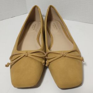 Liz Claiborne Mustard Yellow Square Toe Ballet Flat, Size 10, Cottagecore,Ballet
